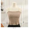 Outono Inicial Roupa Externa Borda de Orelha de Madeira Camisola de Seda Gelada Roupa Íntima Feminina Design para Usar por Cima Top Curto Branco Sem Alças