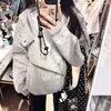 Cardigan com Capuz de Moletom Casual Tendência Marca Design para Mulheres no Outono e Inverno, Jaqueta Versátil Solta de Veludo Quente com Zíper Duplo
