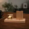 Portalápices de Madera Maciza y Cristal, Luz de Noche, Decoración de Escritorio Feng Shui, Regalo Empresarial Creativo, Regalo de Cumpleaños para Estudiante, Recuerdo