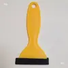 Ferramentas para insulfilm de vidros de carro: raspador pequeno amarelo resistente ao calor, raspador de fibra de carbono, raspador de filme que muda de cor, raspador de água resistente ao desgaste