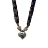 Collar de tela floral vintage, bufanda, pañuelo de seda, cadena artística de estilo bosque para la clavícula, accesorio de cadena decorativa para el cuello para mujer