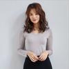 Otoño e Invierno nuevo estilo coreano slim-fit leche seda camiseta de manga larga forro polar camisa base para mujer color sólido top combinable ropa cálida