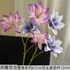 3 Lirios de Doble Pétalo para Salón de Bodas Decoración Floral Artificial, Flores de Seda para Arreglo en Jarrón Alto