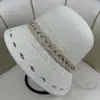 Nuevo Estilo Primavera/Verano 2024 Sombrero de Pescador Calado con Correa de Cadena, Ala Ancha Ajustable, Elegante Sombrero de Cubo con Ala Grande para el Sol