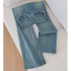 Calça jeans flare de cor clara para mulheres, 2026 nova primavera-verão fina cintura alta stretch modeladora reta solta boca de sino