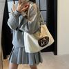 Bolso Casual de Gran Capacidad para Viajeros Transfronterizos para Mujer 2025 Nuevo Bolso de Almohada Artístico de Lona Simple para Combinar con Todo Bolso de Hombro