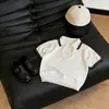 Ropa Infantil Estilo Coreano 2026 Verano Nuevo Elegante Seda de Hielo Tejido Fresco Camisa Polo de Manga Corta Pantalones Casuales de Pierna Recta
