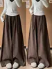 Calça Feminina de Outono 2026 Estilo Coreano Marrom Estilo Preguiçoso Cintura Alta Macia e Grudante Perna Larga Nova Casual Solta Emagrecedora Petite