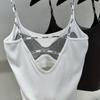 8311 # Tirante con Diseño de Letra Camisola Hueca de Longitud Media Una Taza Ropa Exterior Capa Base Deportiva Chaqueta