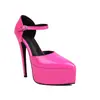 Nuevos zapatos de calle de charol puntiagudos con hebilla, sandalias huecas, sandalias de plataforma de tacón alto, zapatos de discoteca, zapatos de comercio exterior