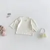 Conjunto de Três Peças Dianxi para Bebês Meninas: Camiseta Básica de Outono com Barra de Renda e Calça Jeans Xadrez
