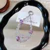 Cordón de Teléfono de Cadena Doble con Cristales y Cuentas Doradas con Efecto Cielo Estrellado Degradado, Cadena para Muñeca Antiperdida, Llavero y Accesorio para Bolso