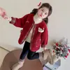 Suéter grueso y peludo estilo coreano para niñas con lazo de gato, nuevo top de moda otoño e invierno 2026 para niñas pequeñas