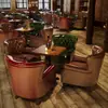 Sofá de bar de whisky estilo americano, juego de mesa y sillas de restaurante y cafetería estilo Western vintage, asiento individual de silla de tigre para sala de puros
