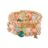 Pulsera Bohemia de venta caliente transfronteriza con colgante de cristal, cuatro pulseras de cuentas de vidrio, elástica, exquisita joya para la mano