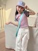 Ropa de Verano para Niños 2025 Estilo Coreano Camiseta de Manga Corta Raglán para Niñas Camiseta Corta Estampada Estándar de Seguridad Clase B