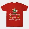 Camiseta de Manga Corta para Hombre y Mujer, Árbol de Navidad, Papá Noel, Muñeco de Nieve, Navidad, Año Nuevo, Camiseta Corta Holgada de Talla Grande