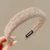 Faixa de cabeça de alta qualidade estilo coreano com aba larga, faixa de cabelo de tricô para outono e inverno, presilha para franja da testa, acessório de cabelo estilo vintage