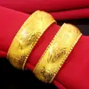 Tienda de ventana de oro arena ligera y delgada pulsera de dragón y fénix de novia de boda pulsera de doble felicidad chapada en oro simulación joyería de boda