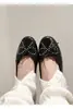 Primeiro Encontro Coleção Rivet Bow Sapatilhas Bico Redondo Boca Rasa Mocassins