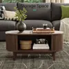 Mesa de Centro Oval de Chão para Apartamentos Pequenos, Mesa Simples Moderna com Armazenamento, Móvel Criativo e Versátil para Sala de Estar