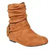 Botas femininas de outono e inverno de tamanho grande, com salto baixo, de camurça, para comércio exterior, para Amazon, Wish e lojas online independentes