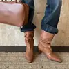 Botas Femininas de Cano Curto Bico Fino com Salto Agulha, Versátil 2026 Novo Design, Botas Curtas Vintage Dobradas