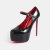 Sapatos Femininos Europeus e Americanos Transfronteiriços Novo Estilo Bico Redondo Baixo Corte Tira Única Impermeável Plataforma Salto Alto Ultrafino Sapatos Individuais para Boate Palco
