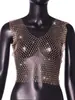 2026 Top de Red con Pedrería de Venta Caliente Europea y Americana Camisola de Malla Transparente de Moda Transfronteriza de Amazon Top Versátil Ropa para Mujer