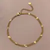 Moda Cruzada Europeia e Americana Aço Inoxidável Pressionado Lateral Disco Redondo Cor Conservada Corrente Pulseira Colar DIY Feito à Mão Acessórios de Joias