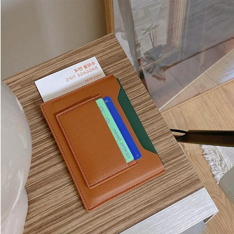 现货纯色皮革护照套卡包 简约多功能票据钱包卡包 机票夹护照皮