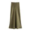 Roupa Feminina Transfronteiriça 2026 Estilo Europeu e Americano Fashionável Versátil Casual Simples Textura de Cetim de Seda Saia Midi para Mulheres F69798