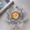 Portavelas de Cristal Transparente Estilo Chino Flor de Loto, Lámpara de Loto, Adorno Artesanal Decoración del Hogar Velas Románticas