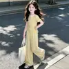 Conjunto de Verano para Niñas: Elegante Camiseta Nueva de Manga Corta Dopamina y Pantalones Largos Casuales para Niños Mayores, Conjunto Deportivo de Dos Piezas