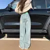 Jeans de Pierna Recta Estilo Americano High Street para Mujer 2025 Primavera Nuevos Color Claro Figura Pera Versión Estrecha Pantalones de Pierna Ancha de Cintura Alta