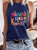 Chaleco de cuello redondo con estampado de letras de colores, oferta especial de Amazon en AliExpress, top informal sin mangas para primavera y verano, ropa para mujer.