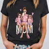 2025 Exportación Europea y Americana Nueva Camiseta Moda Trío Madre-Hija Estampado de Letras Camiseta Casual Cuello Redondo Mangas Cortas