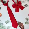 Corbata JK de Color Sólido para Mujer Sin Sarga Básica para Camisa Escolar Combinable Corbata Lazo Rojo Vino Café