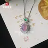 Pingente de Calcedônia Verde Jade Tipo Gelo com Inlay de Cobre Banhado a Prata 925, Pingente de Colar Agata Roxa Completa Rosa Gelo Face de Ovo de Pombo
