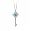 Collar con Colgante de Llave Esmeralda Cuadrado de Zircón Flor de Llave Elegante y con Estilo Cadena para Clavícula Collar de Alta Gama para Mujeres