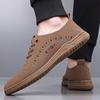 Sandalias de Nuevo Estilo para Verano, Zapatos Casuales de Cuero Transpirables Calados sin Cierre, Zuecos Antideslizantes de Suela Suave para Papá de Mediana Edad