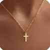 Exquisito Collar de Cruz Europeo y Americano Transfronterizo para Mujer Chapado en Oro de 14K Moda en Capas Colgante de Alta Gama