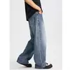 Jeans Retrô 2026 de corte solto e perna larga, unissex, calça comprida casual streetwear americana de perna reta para o verão 2026, azul