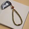 Cordão para celular estilo nacional zen natural verde sândalo contas corrente para celular pingente chaveiro feminino pêssego madeira lótus pingente