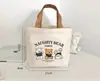 Bolsa de Lona Três Ursos Bolsa de Mão Portátil Bento Pequena Bolsa de Lona de Desenho Animado Combina com Tudo Bolsa para Lancheira Trabalho Simples