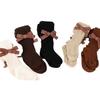 Primavera 2024 nuevos pantimedias lindos Corea del Sur moño calcetines sin costuras para niñas leggings de algodón costura a mano cabeza