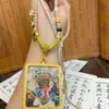 Colgante thangka de vida anterior Zachilam Cadena de suéter de collar pintado Thangka de Xizang con cinco dioses de la riqueza marca pequeña
