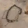 Collar de Perlas Empalmadas de Moda Callejera Hip-Hop Punk para Mujer, Diseño Único, Cadena Versátil para Clavícula para Salir
