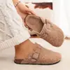 Nuevo modelo de comercio exterior: Zuecos de mujer de pelo rizado de imitación de cordero, pantuflas de algodón cálidas y gruesas estilo Birkenstock de felpa para cruzar la frontera, estilo perezoso