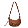 Bolso cruzado de ante con estampado de leopardo vintage nuevo para otoño 2026 para mujer, Bolso de hombro tipo albóndiga con cremallera para el trabajo